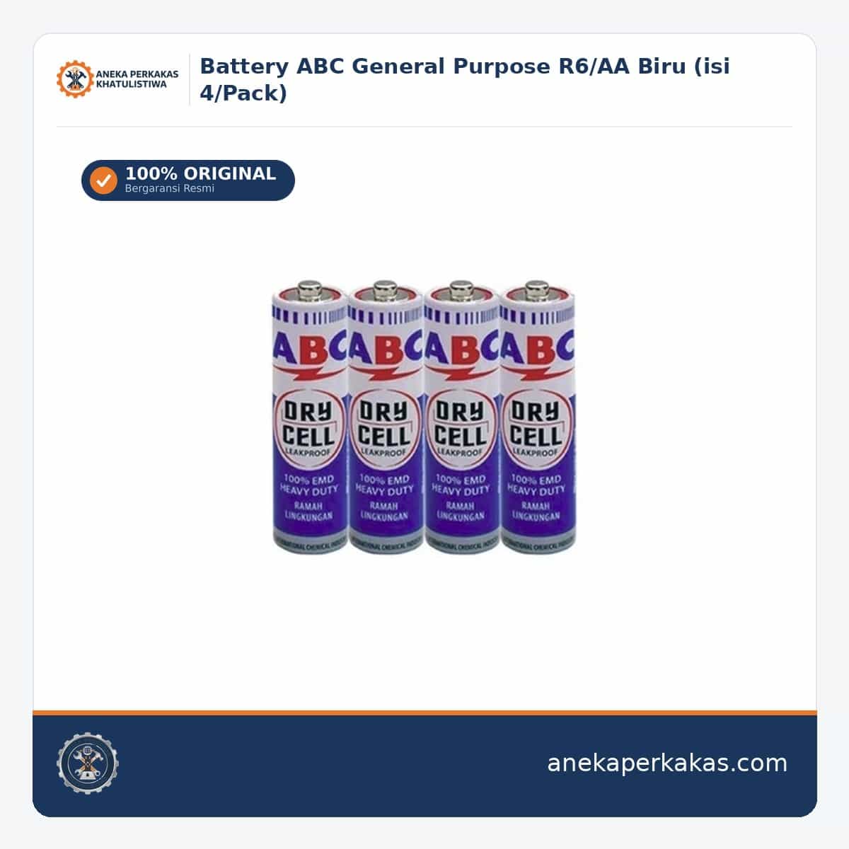 Battery ABC General Purpose R6/AA Biru (isi 4/Pack) — Baterai