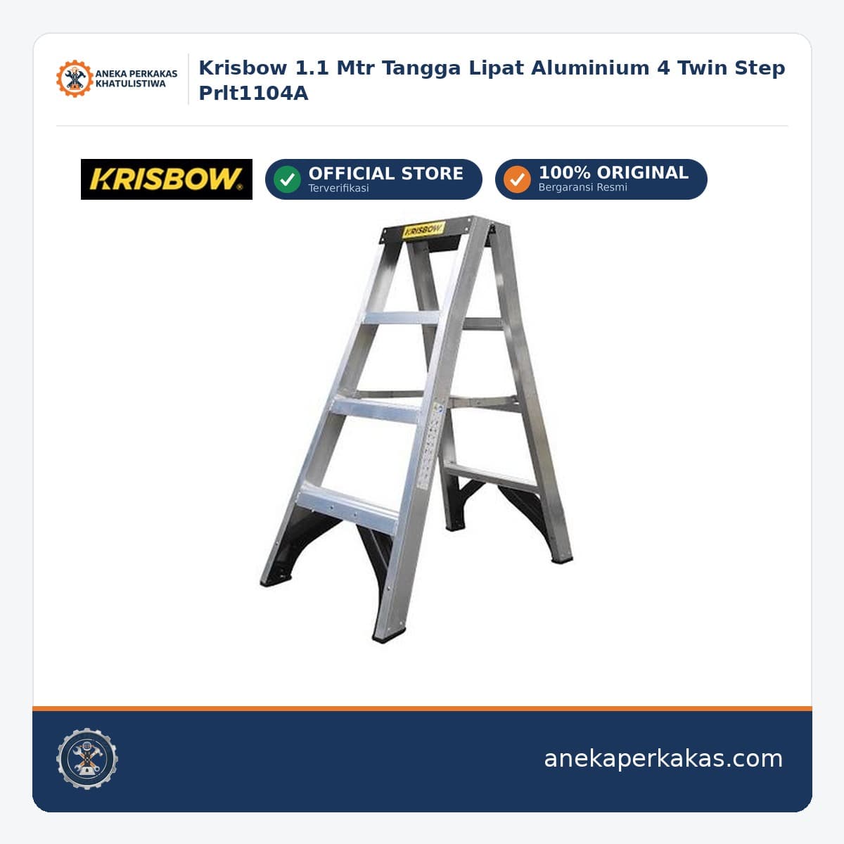 Krisbow 1.1 Mtr Tangga Lipat Aluminium 4 Twin Step Prlt1104A