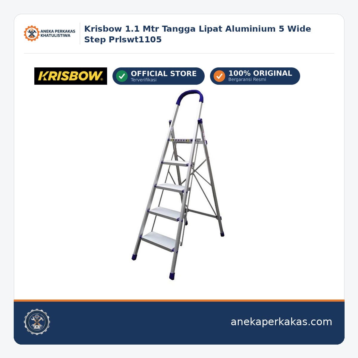 Krisbow 1.1 Mtr Tangga Lipat Aluminium 5 Wide Step Prlswt1105