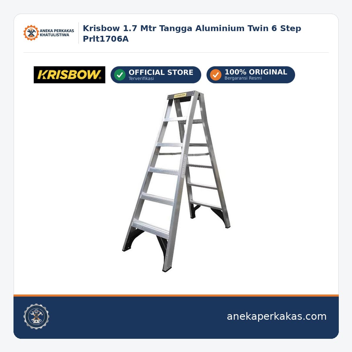 Krisbow 1.7 Mtr Tangga Aluminium Twin 6 Step Prlt1706A