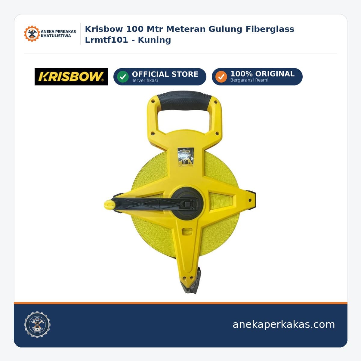 Krisbow 100 Mtr Meteran Gulung Fiberglass Lrmtf101 - Kuning