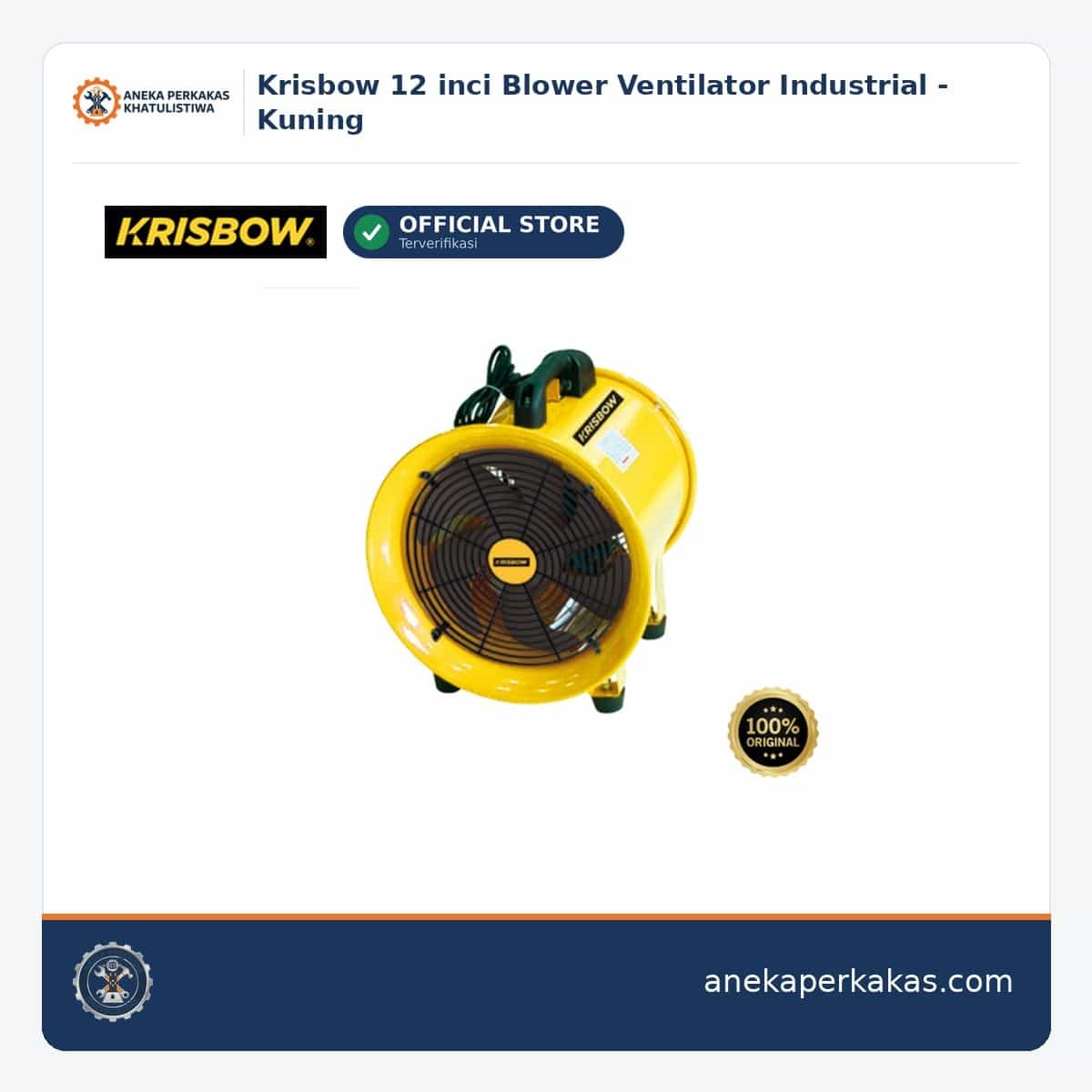 Krisbow 12 inci Blower Ventilator Industrial - Kuning — Kelistrikan & Penerangan