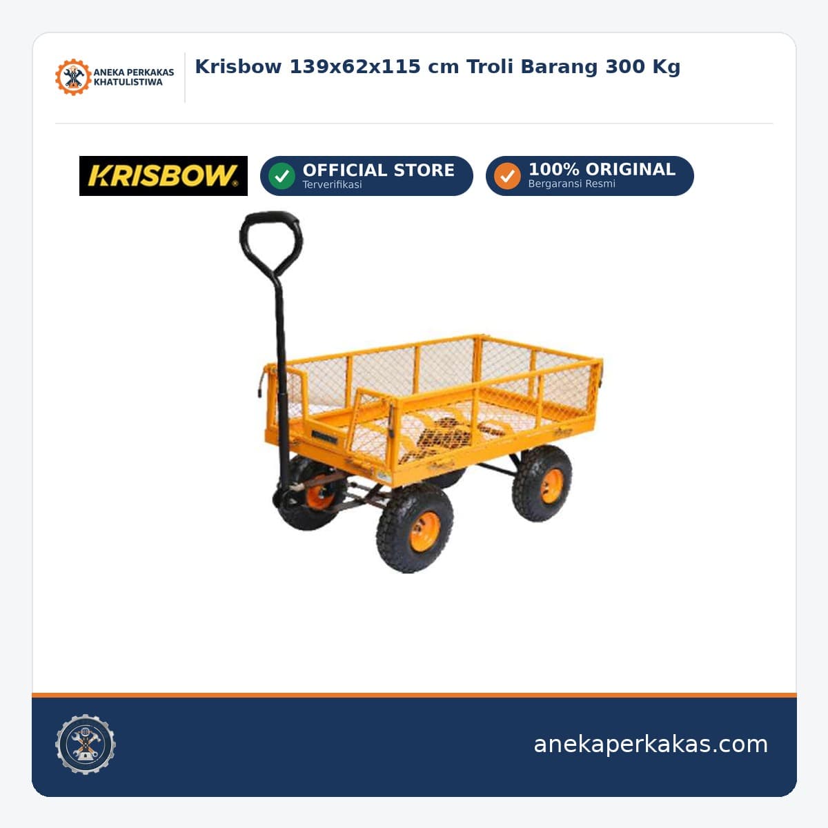 Krisbow 139x62x115 cm Troli Barang 300 Kg
