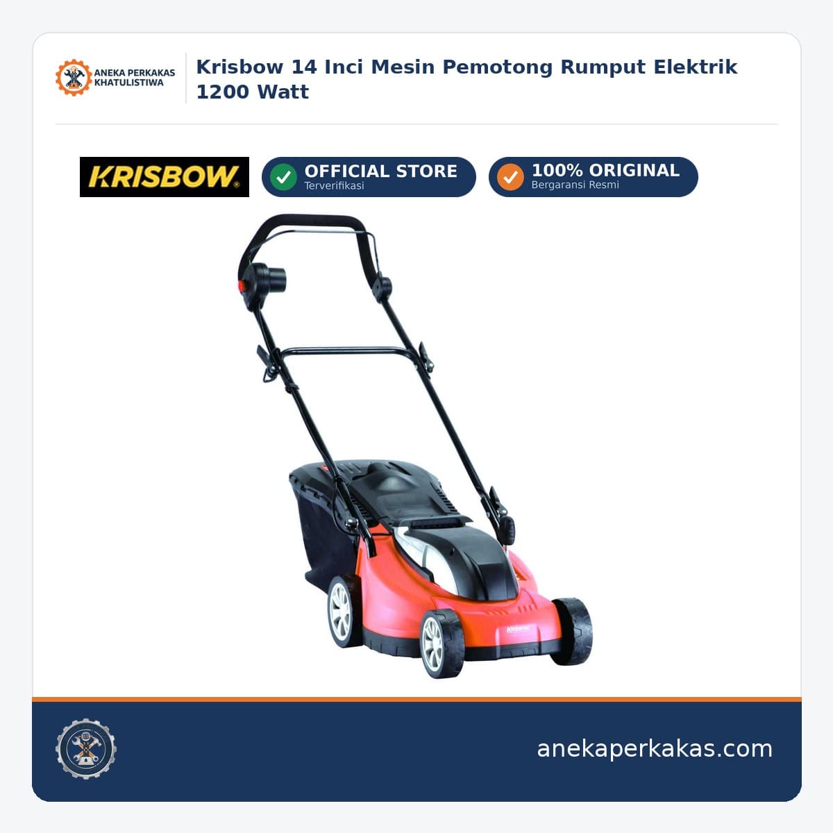 Krisbow 14 Inci Mesin Pemotong Rumput Elektrik 1200 Watt