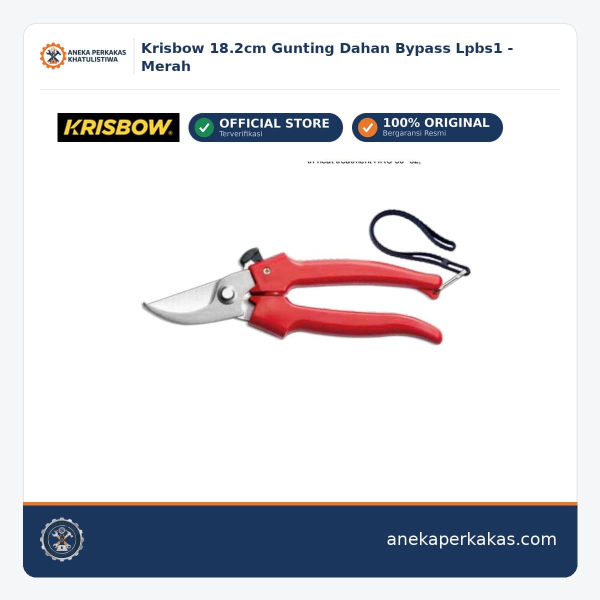Krisbow 18.2cm Gunting Dahan Bypass Lpbs1 - Merah