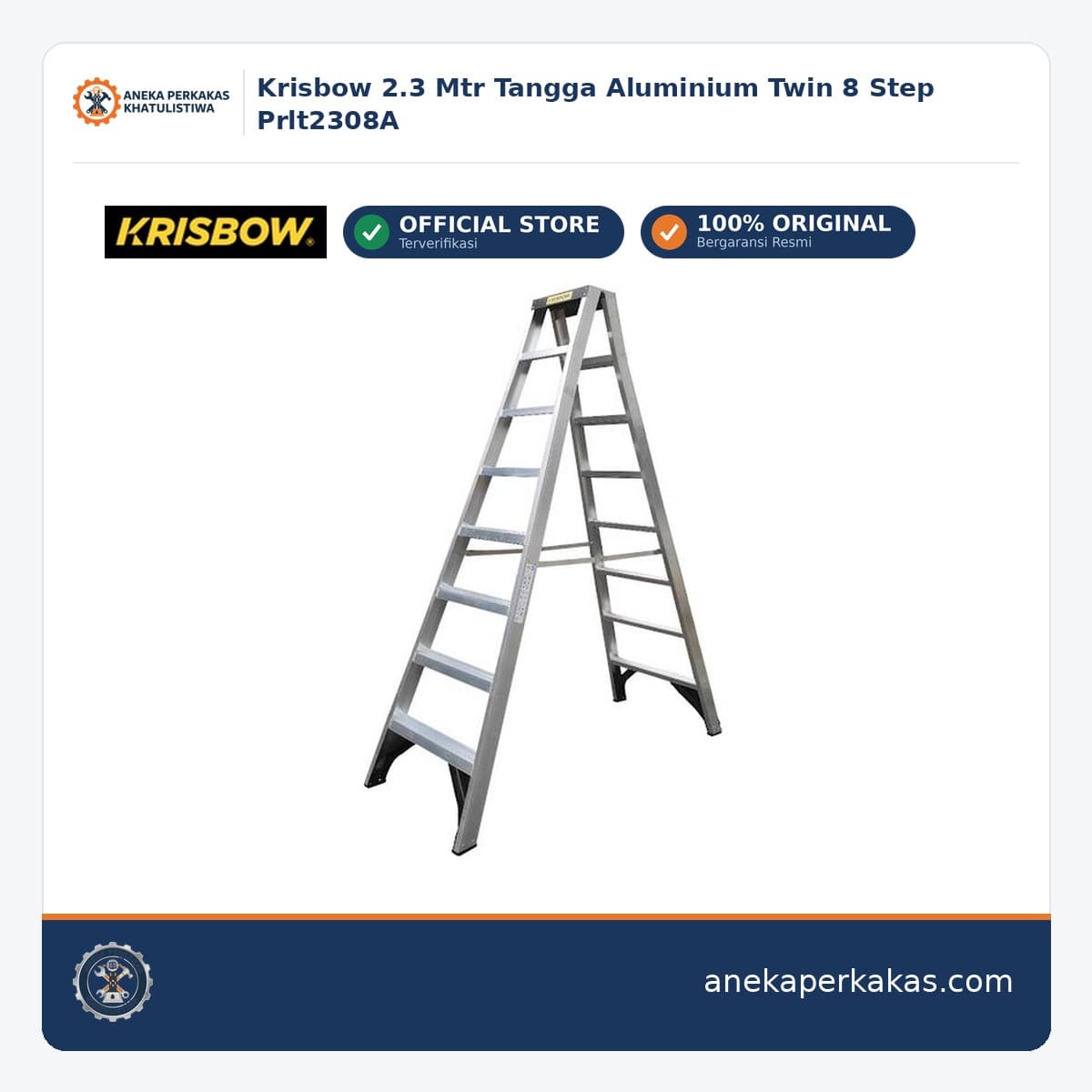 Krisbow 2.3 Mtr Tangga Aluminium Twin 8 Step Prlt2308A