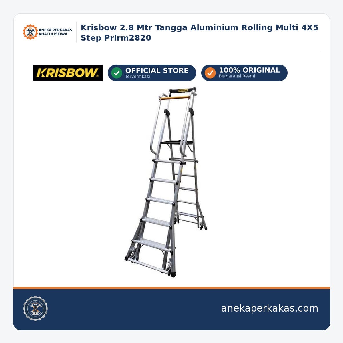 Krisbow 2.8 Mtr Tangga Aluminium Rolling Multi 4X5 Step Prlrm2820