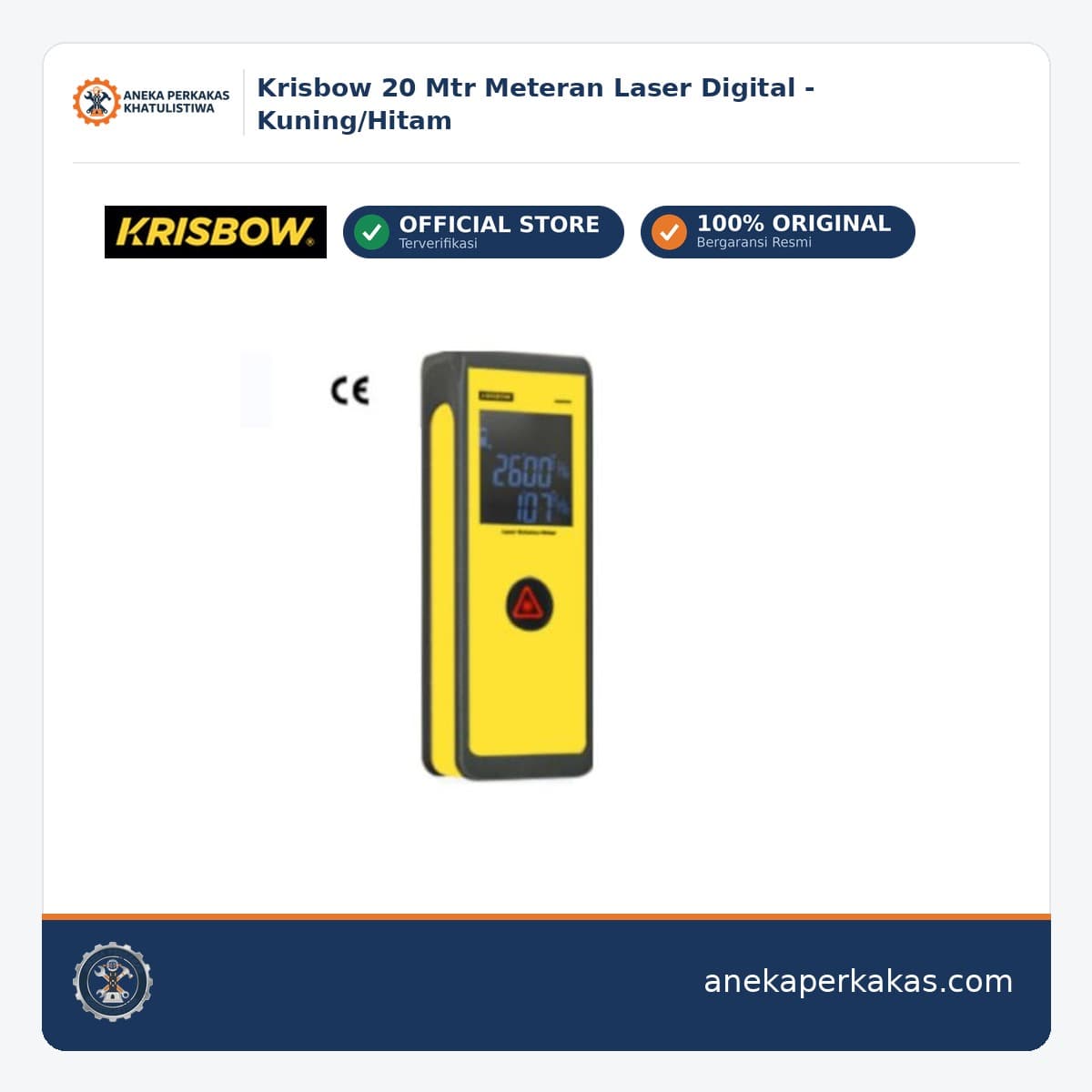Krisbow 20 Mtr Meteran Laser Digital - Kuning/Hitam