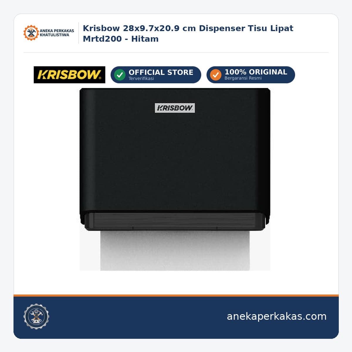 Krisbow 28x9.7x20.9 cm Dispenser Tisu Lipat Mrtd200 - Hitam