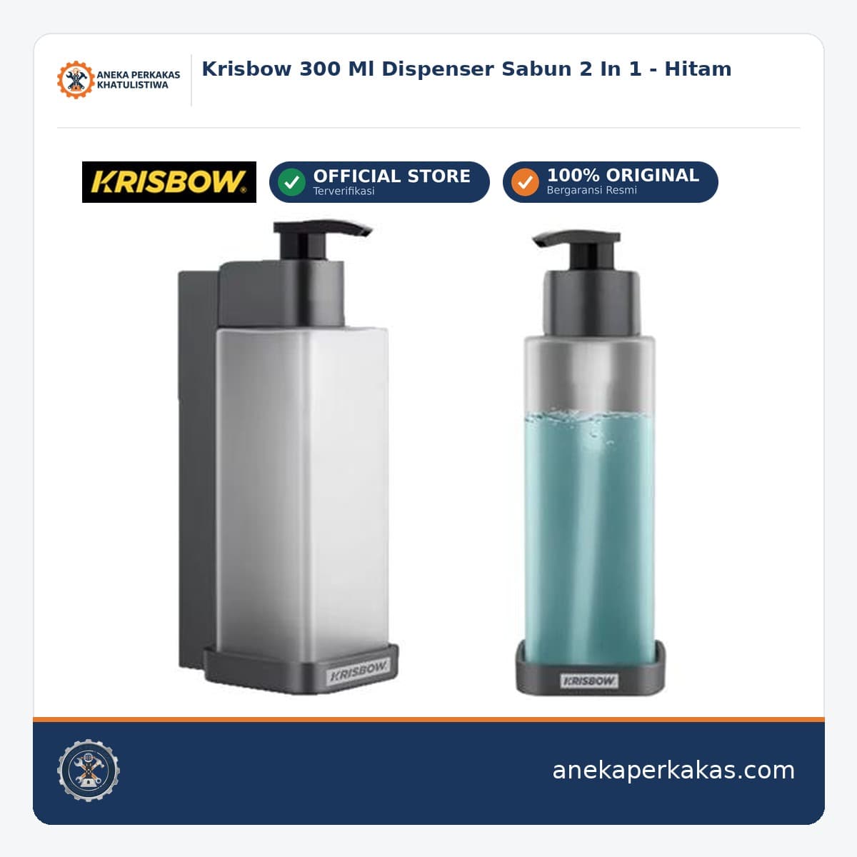 Krisbow 300 Ml Dispenser Sabun 2 In 1 - Hitam