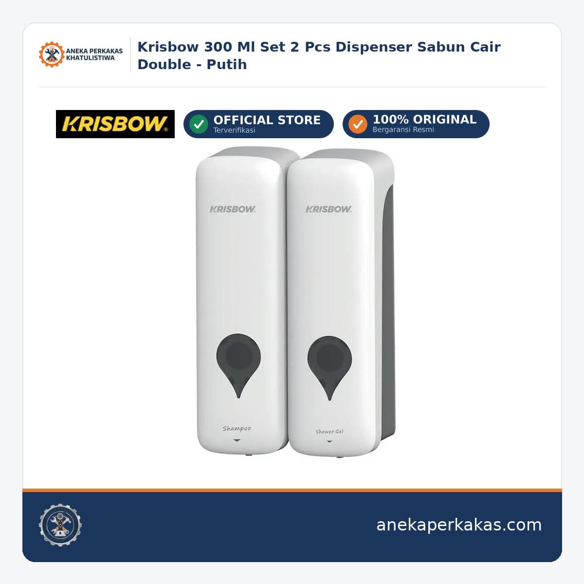 Krisbow 300 Ml Set 2 Pcs Dispenser Sabun Cair Double - Putih