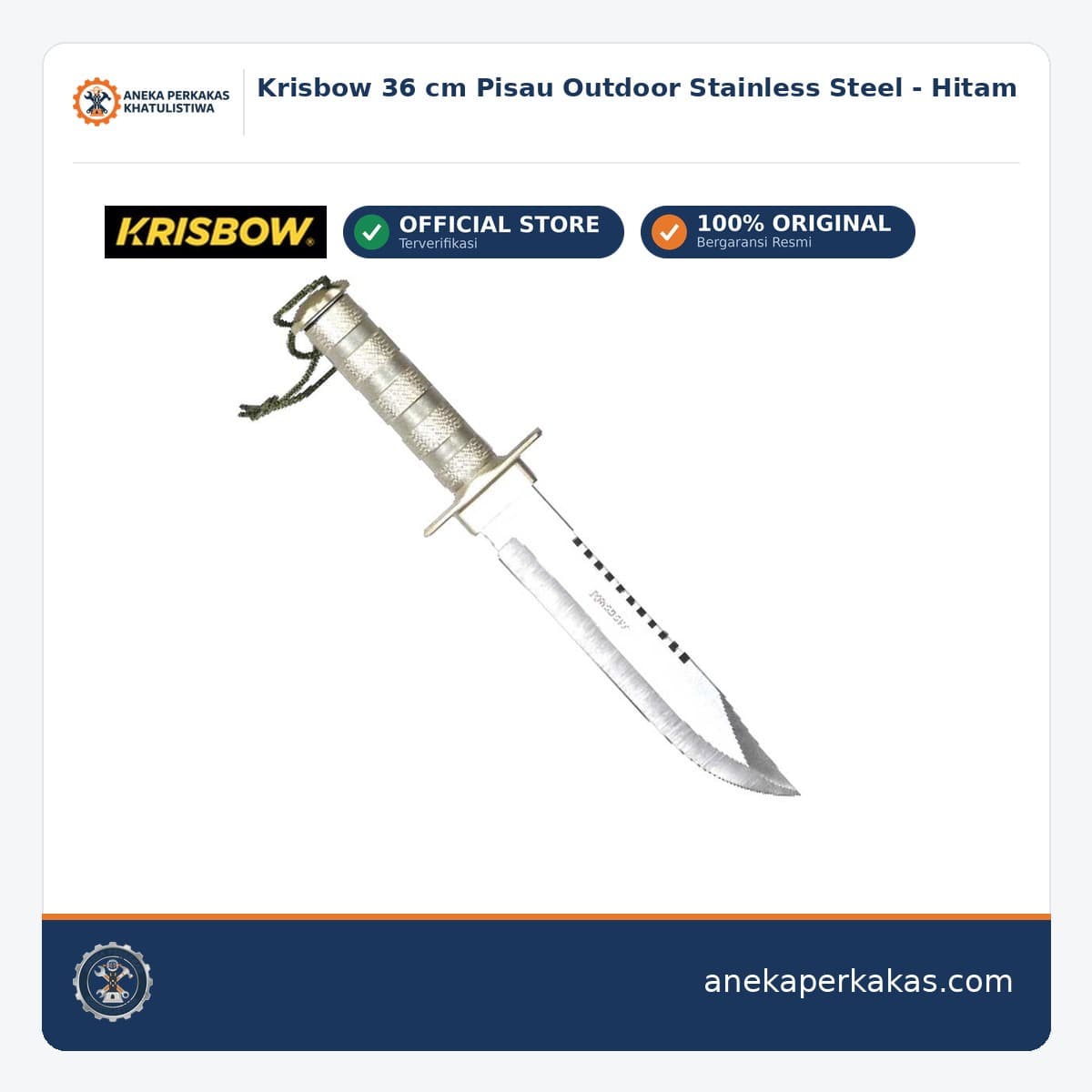 Krisbow 36 cm Pisau Outdoor Stainless Steel - Hitam