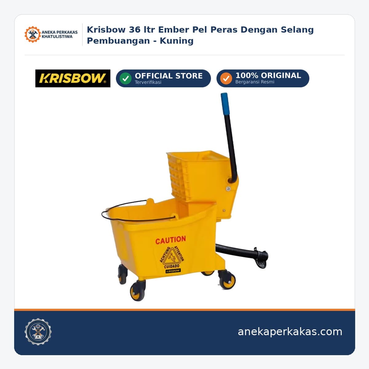 Krisbow 36 ltr Ember Pel Peras Dengan Selang Pembuangan - Kuning