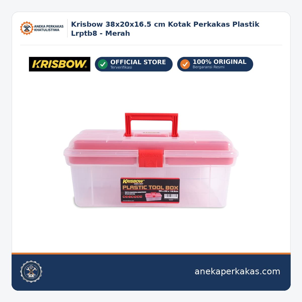 Krisbow 38x20x16.5 cm Kotak Perkakas Plastik Lrptb8 - Merah