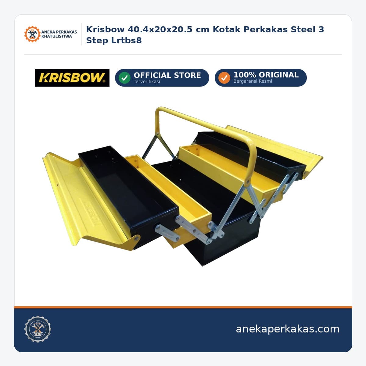 Krisbow 40.4x20x20.5 cm Kotak Perkakas Steel 3 Step Lrtbs8