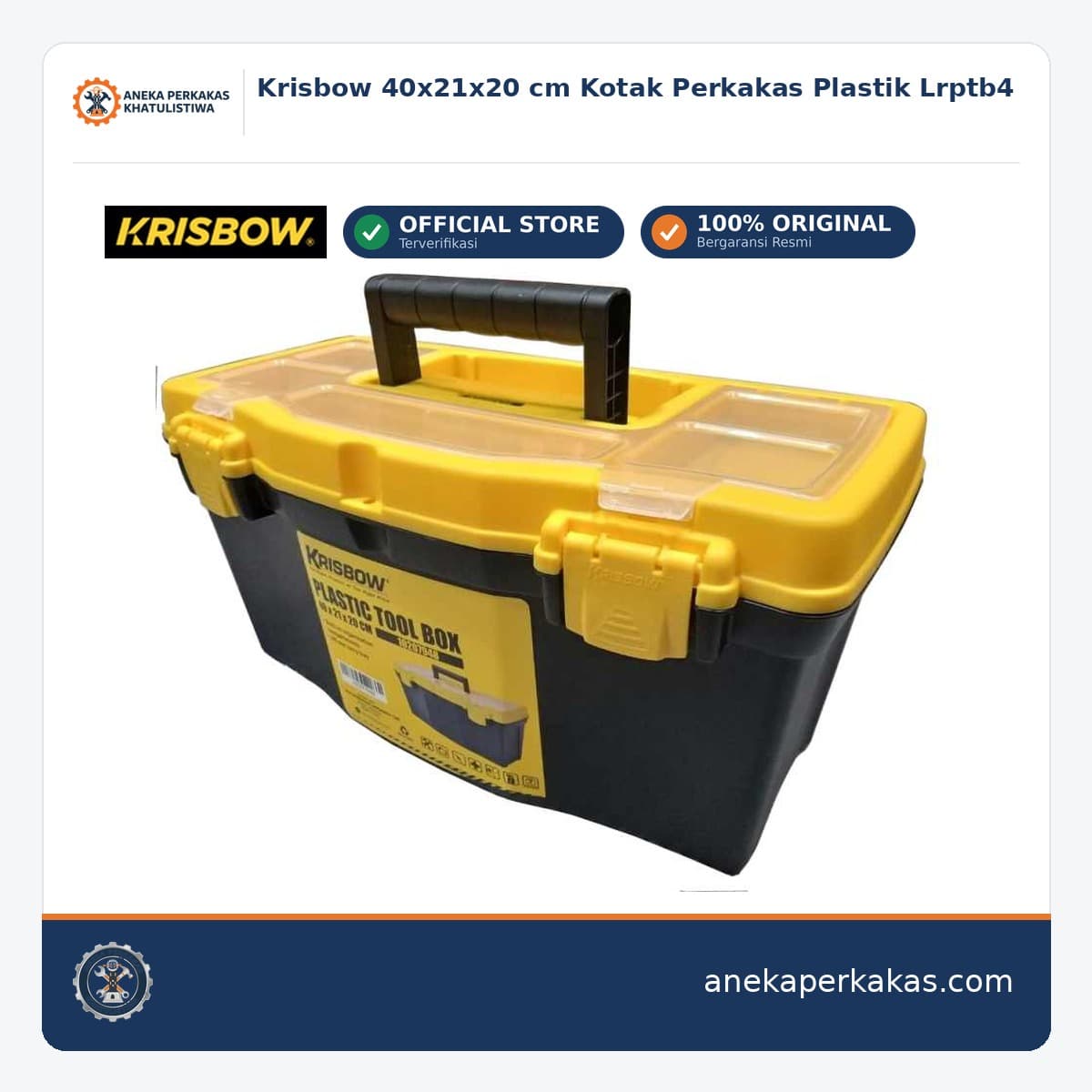 Krisbow 40x21x20 cm Kotak Perkakas Plastik Lrptb4