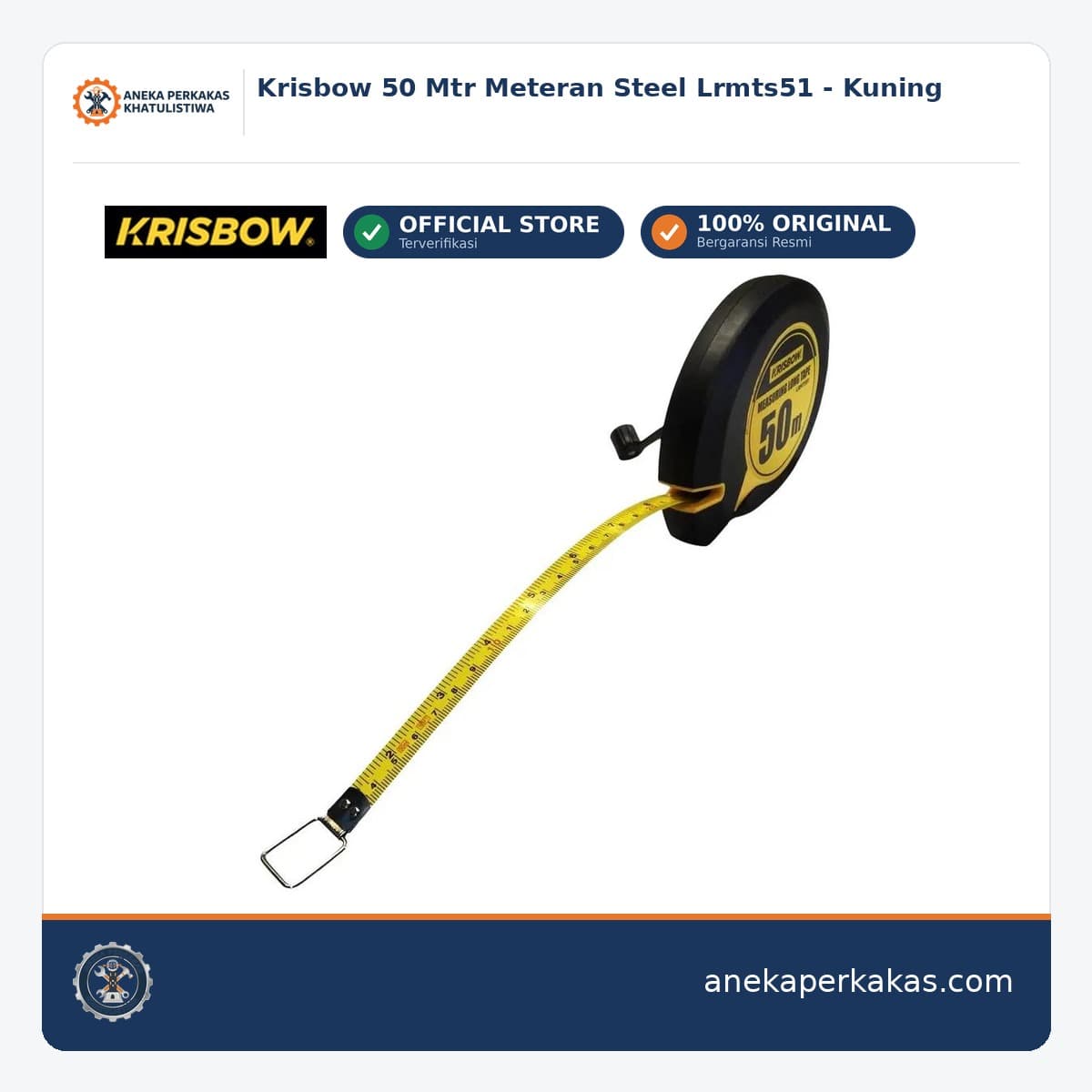 Krisbow 50 Mtr Meteran Steel Lrmts51 - Kuning