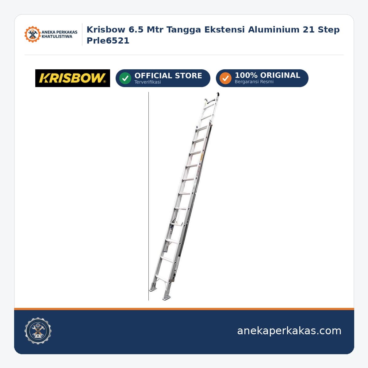 Krisbow 6.5 Mtr Tangga Ekstensi Aluminium 21 Step Prle6521