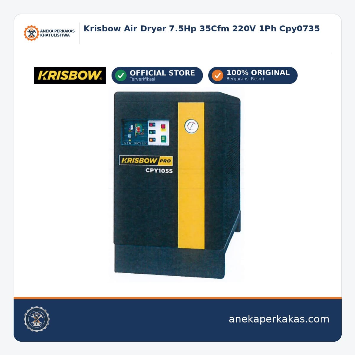 Krisbow Air Dryer 7.5Hp 35Cfm 220V 1Ph Cpy0735