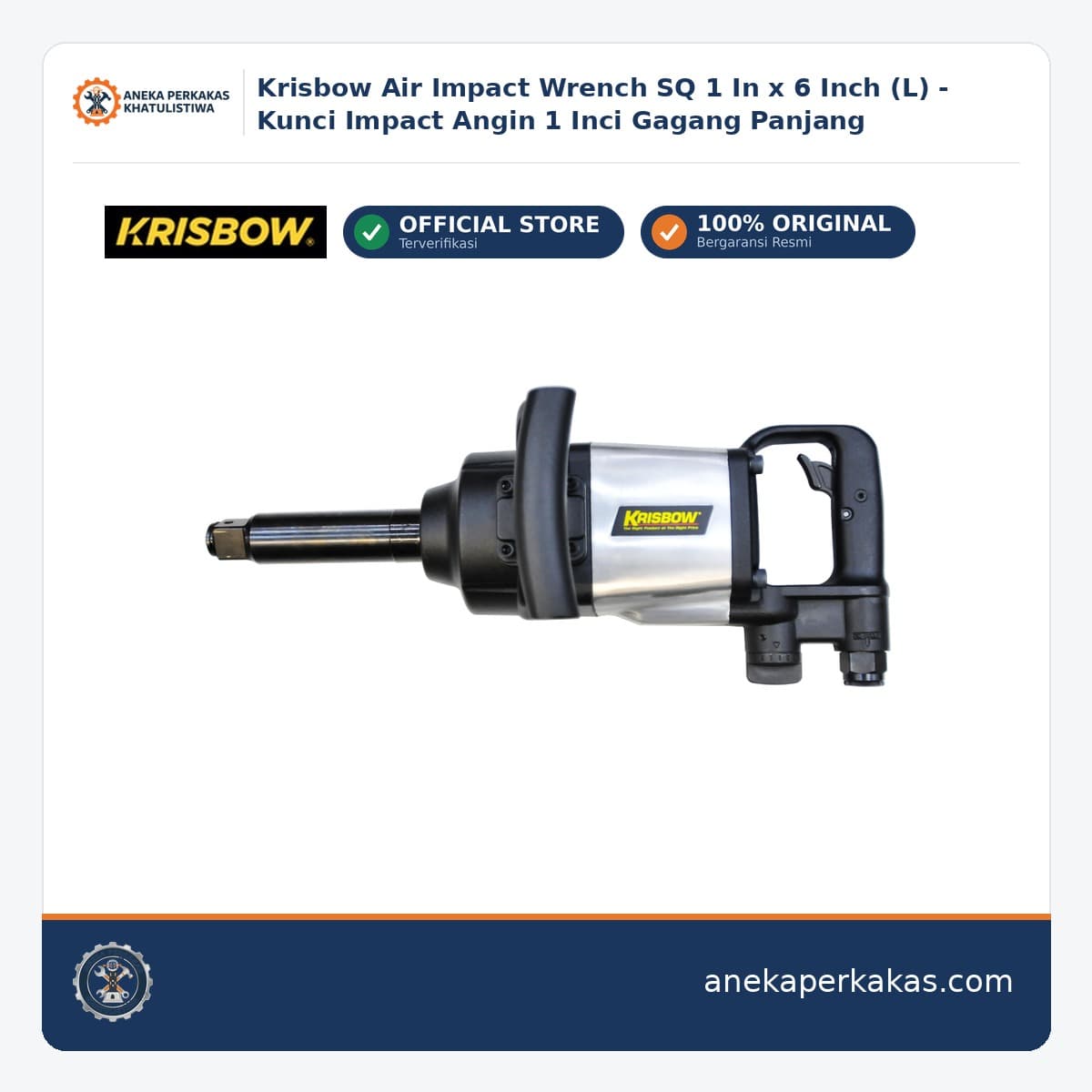 Krisbow Air Impact Wrench SQ 1 In x 6 Inch (L) - Kunci Impact Angin 1 Inci Gagang Panjang