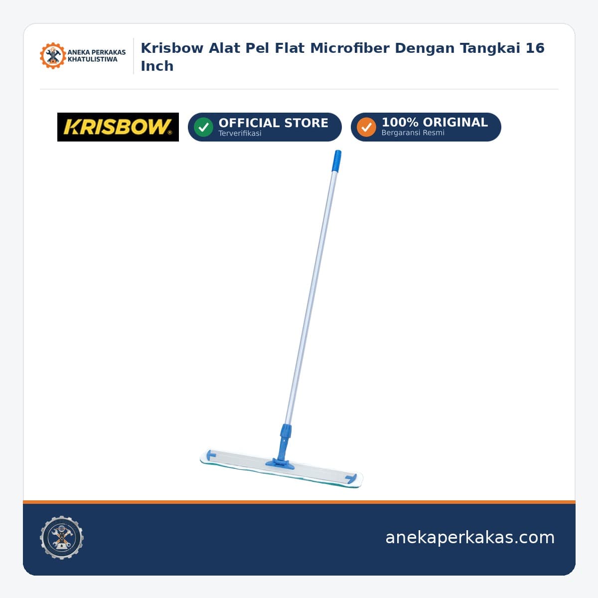 Krisbow Alat Pel Flat Microfiber Dengan Tangkai 16 Inch