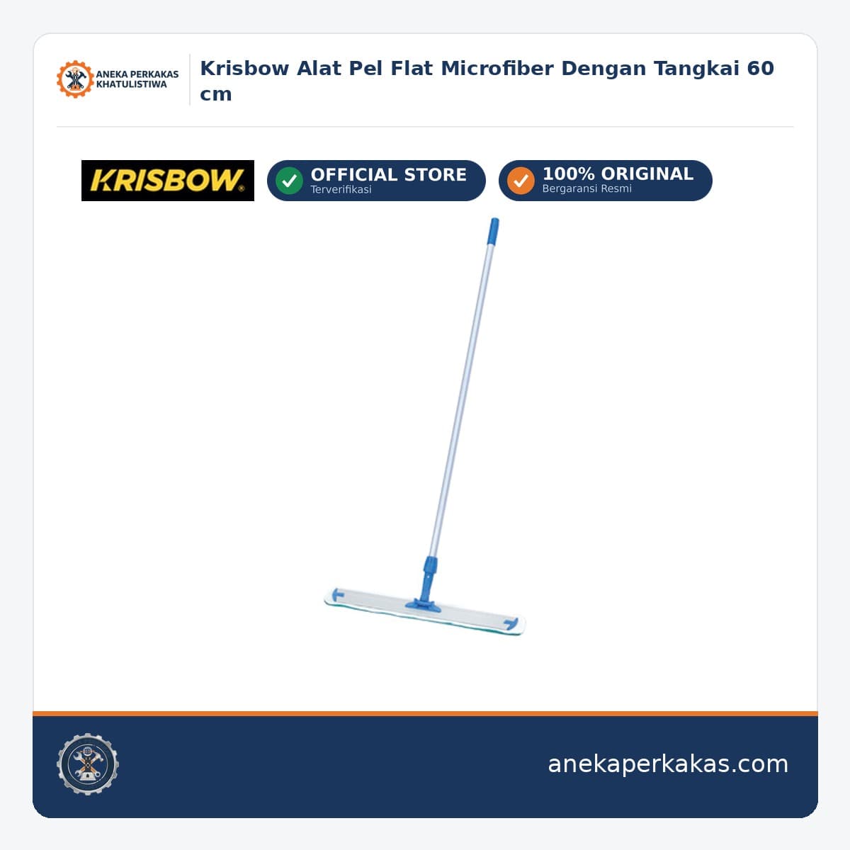 Krisbow Alat Pel Flat Microfiber Dengan Tangkai 60 cm