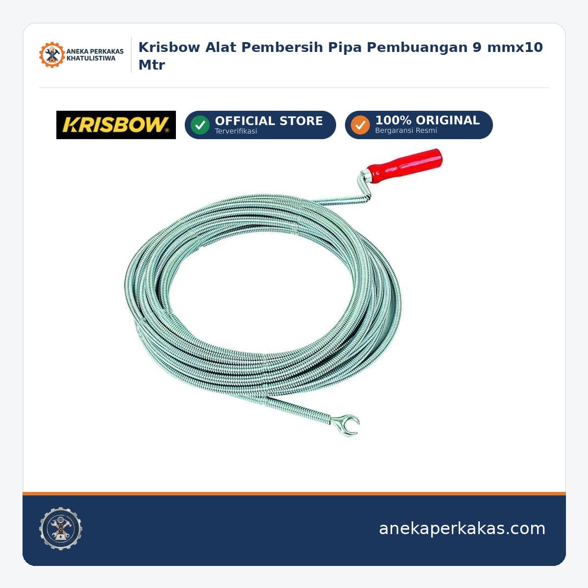 Krisbow Alat Pembersih Pipa Pembuangan 9 mmx10 Mtr