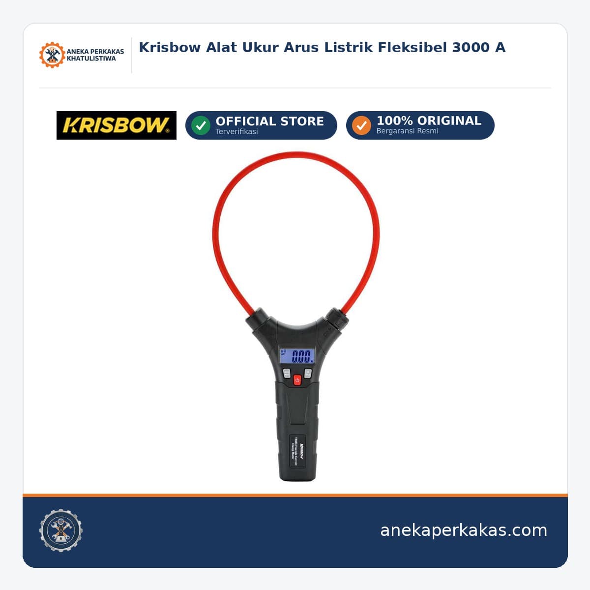 Krisbow Alat Ukur Arus Listrik Fleksibel 3000 A