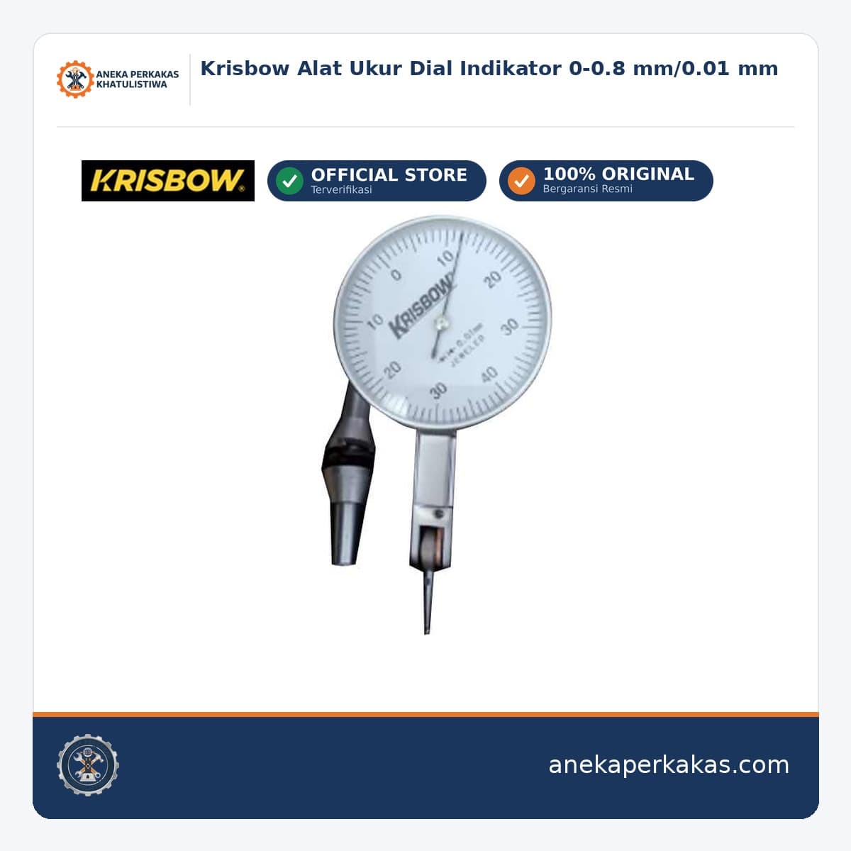 Krisbow Alat Ukur Dial Indikator 0-0.8 mm/0.01 mm