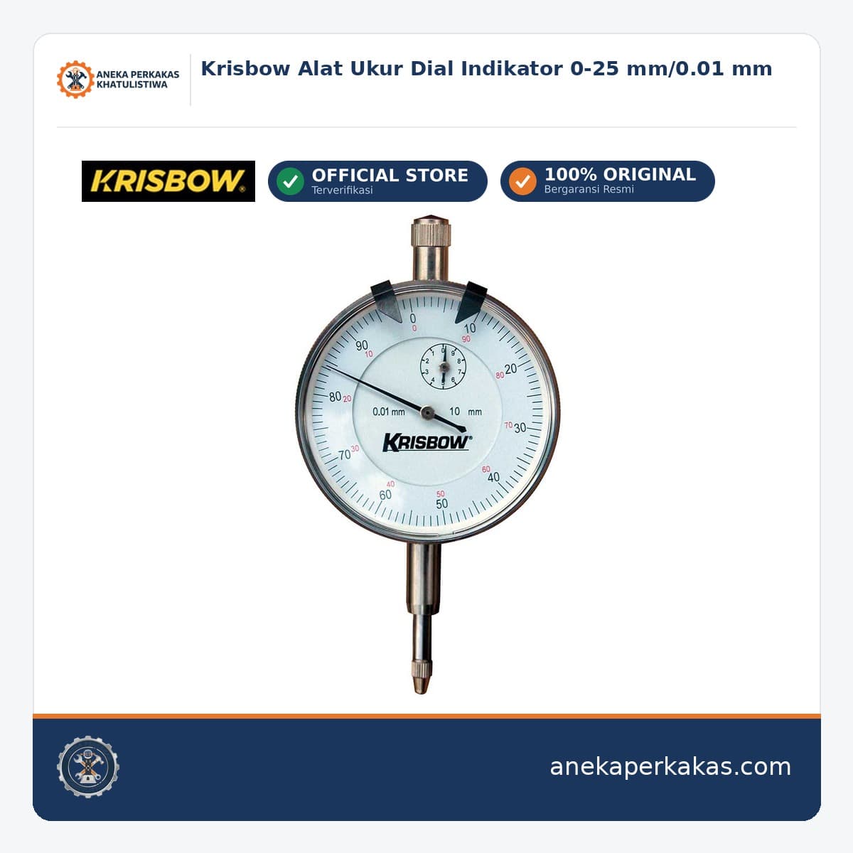 Krisbow Alat Ukur Dial Indikator 0-25 mm/0.01 mm