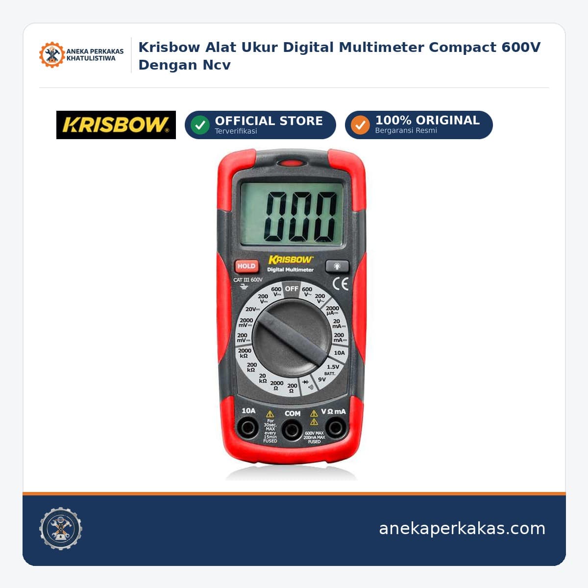 Krisbow Alat Ukur Digital Multimeter Compact 600V Dengan Ncv