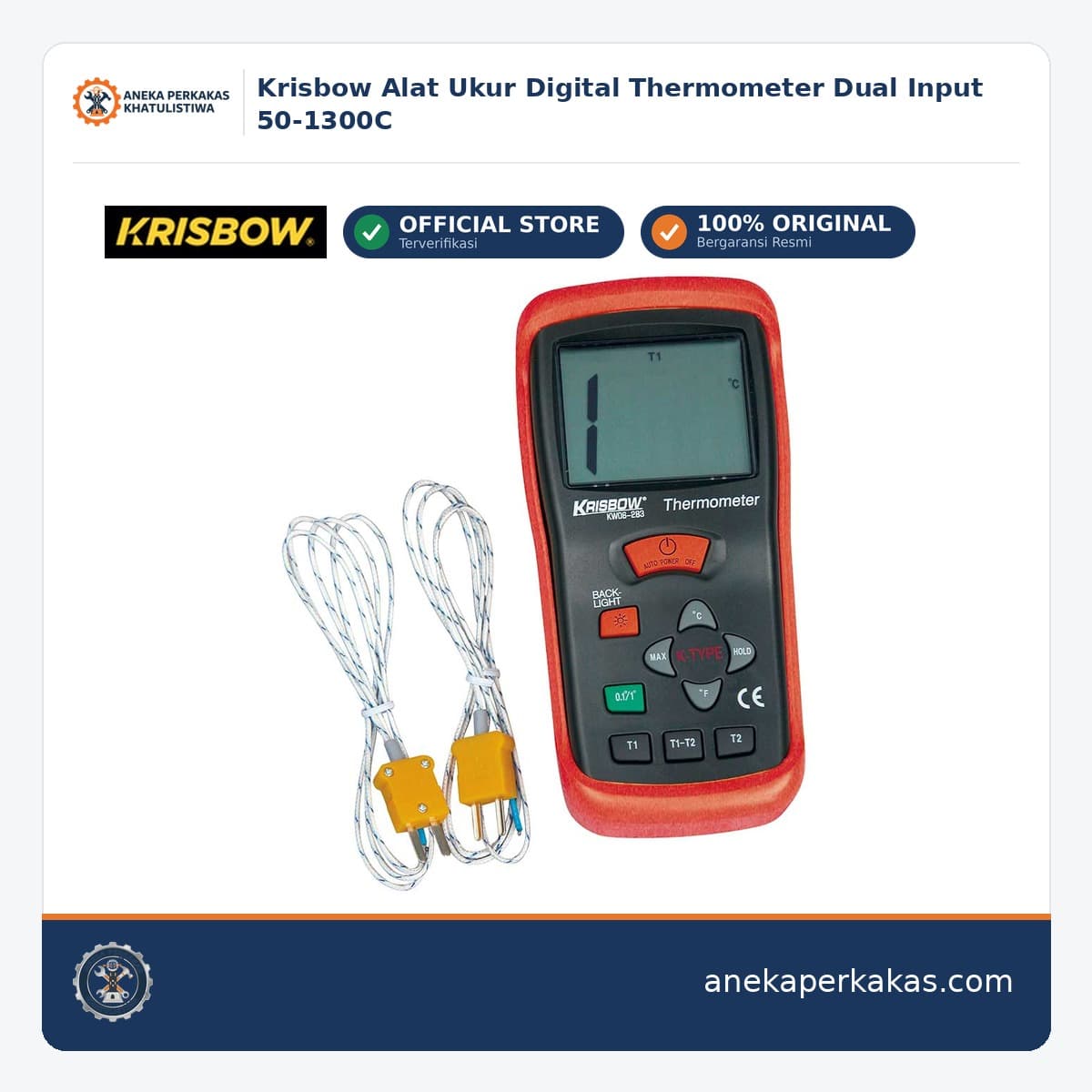 Krisbow Alat Ukur Digital Thermometer Dual Input 50-1300C