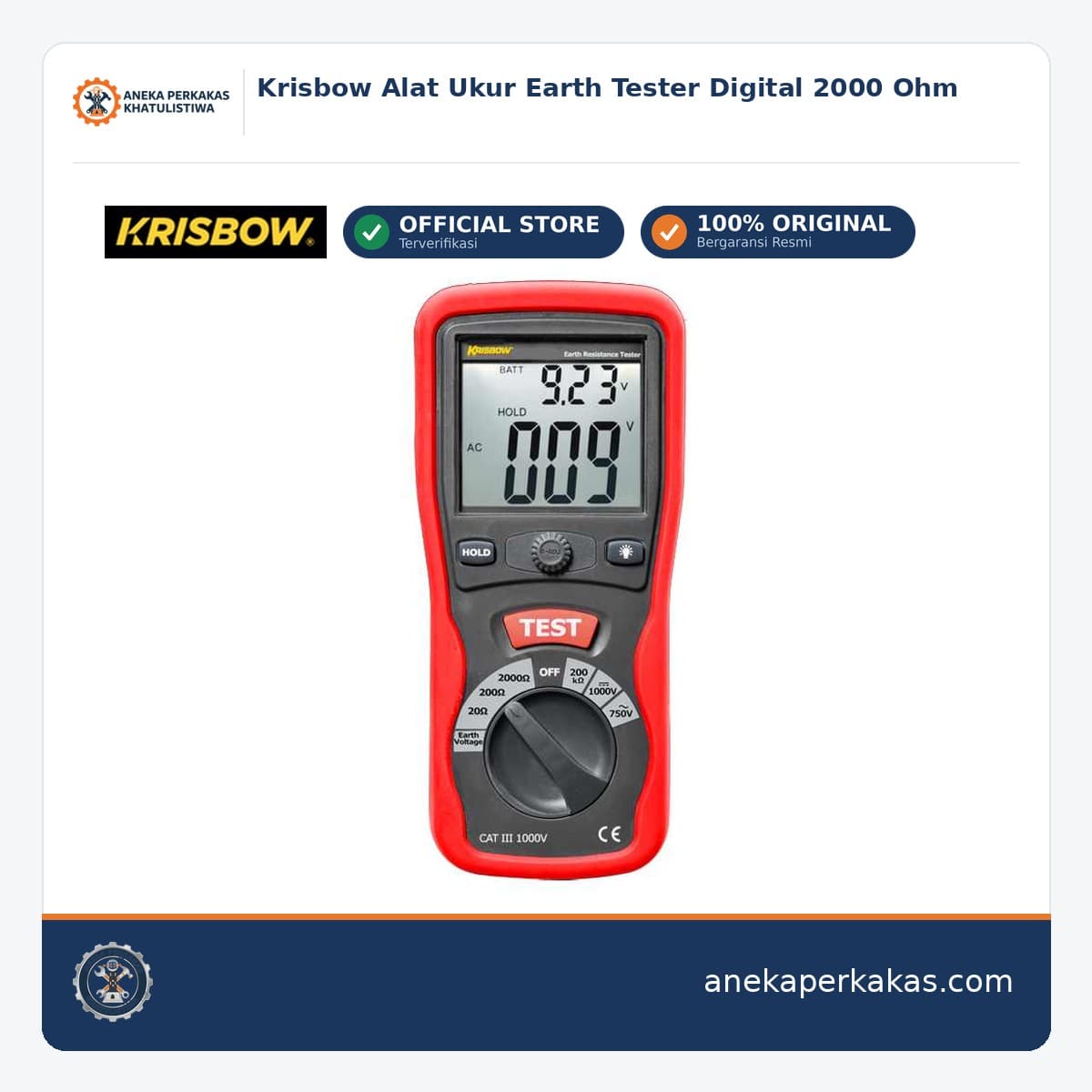 Krisbow Alat Ukur Earth Tester Digital 2000 Ohm