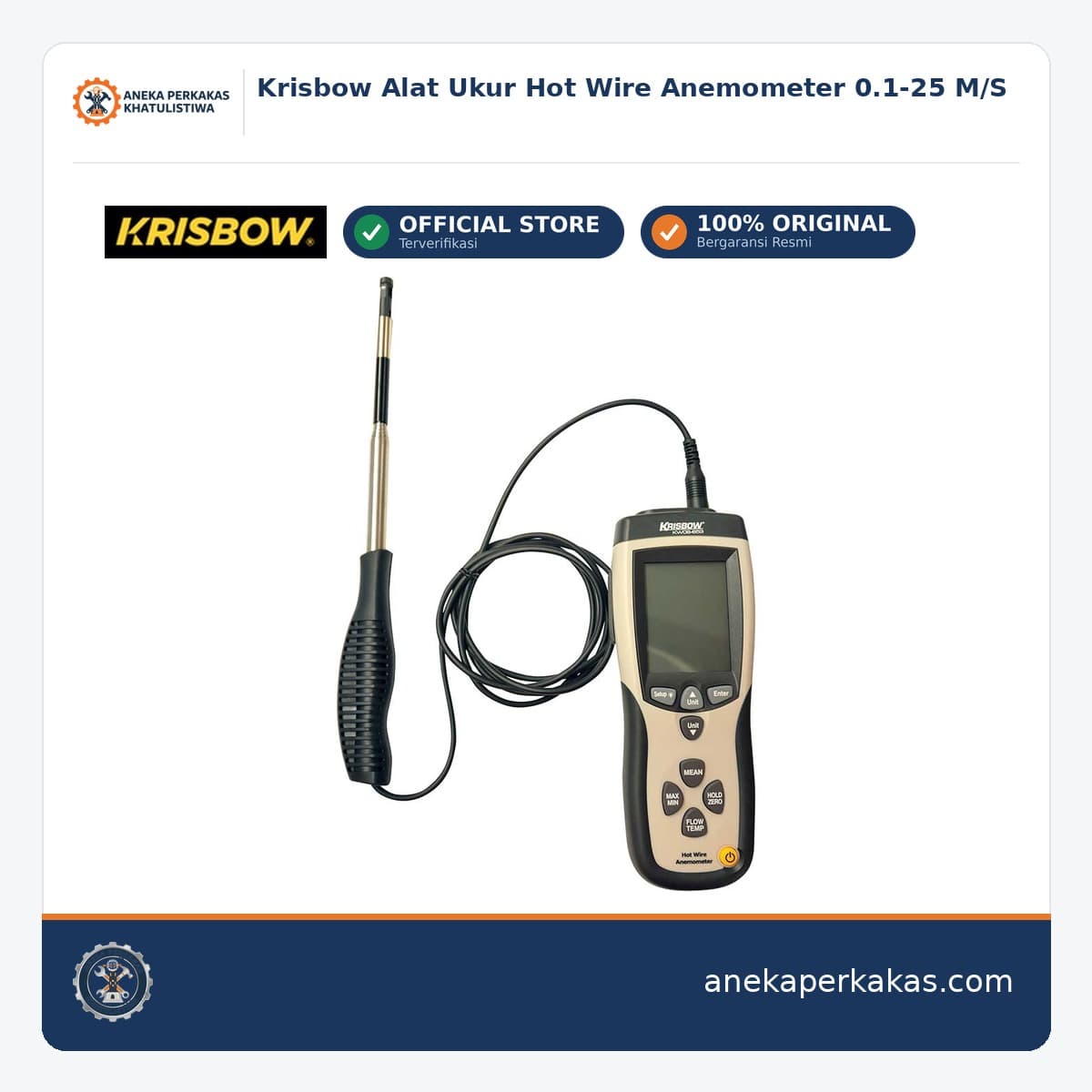 Krisbow Alat Ukur Hot Wire Anemometer 0.1-25 M/S