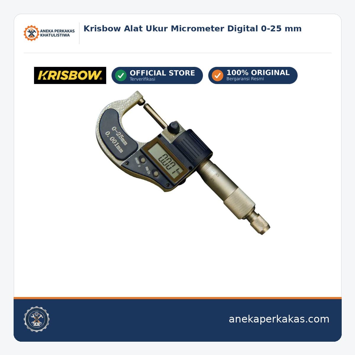 Krisbow Alat Ukur Micrometer Digital 0-25 mm