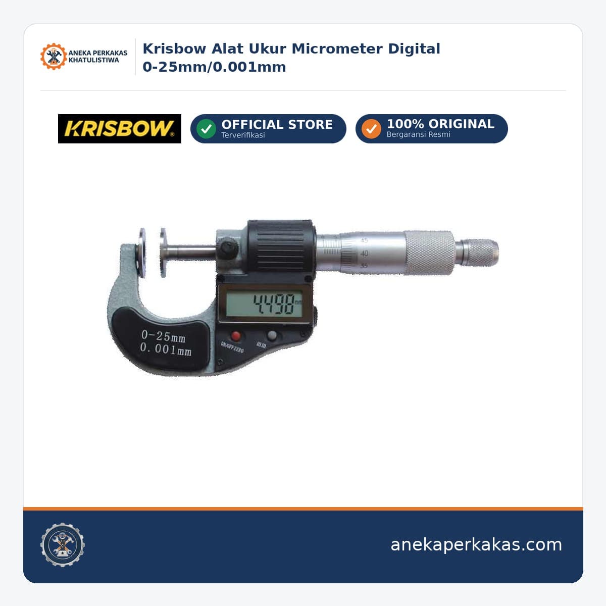 Krisbow Alat Ukur Micrometer Digital 0-25mm/0.001mm