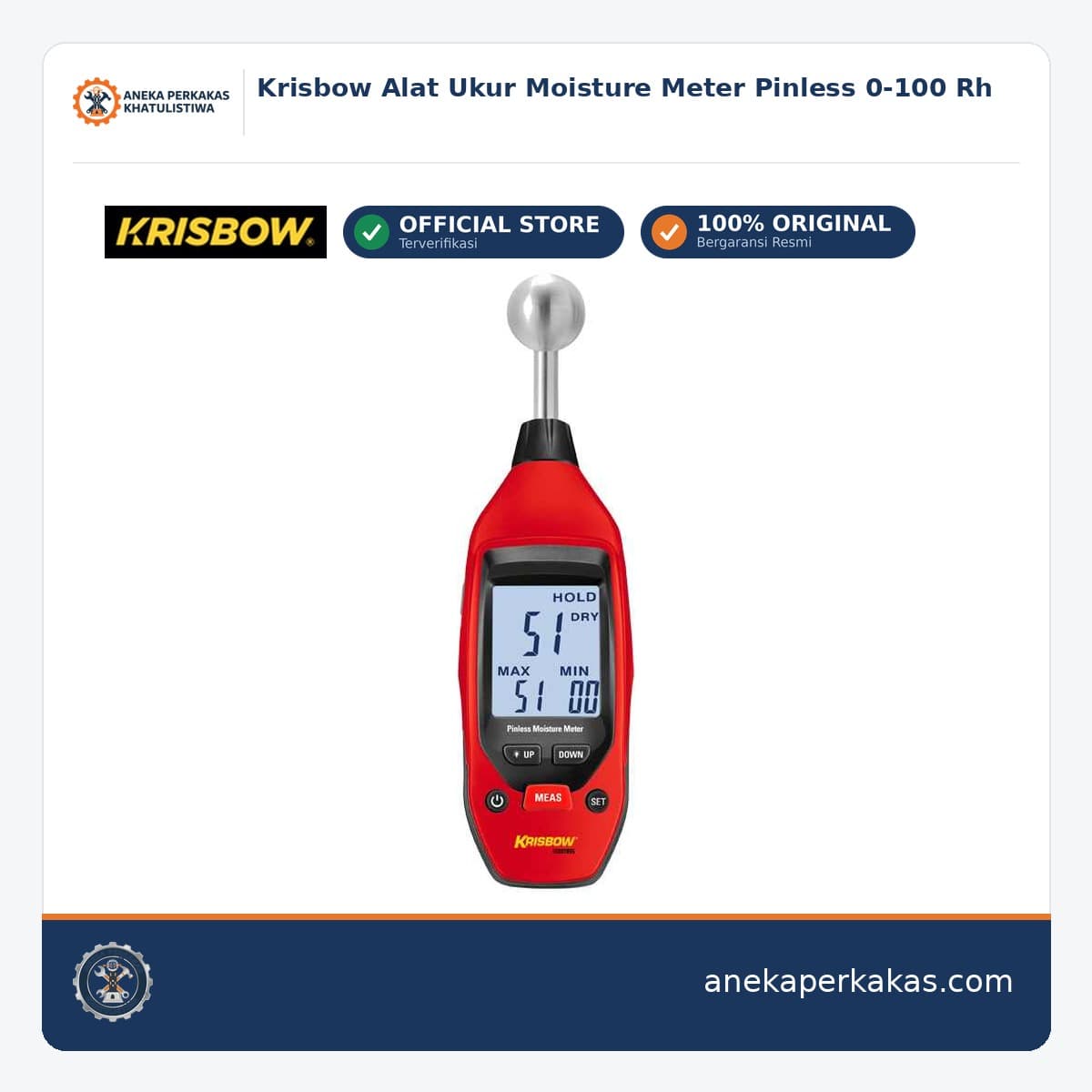 Krisbow Alat Ukur Moisture Meter Pinless 0-100 Rh