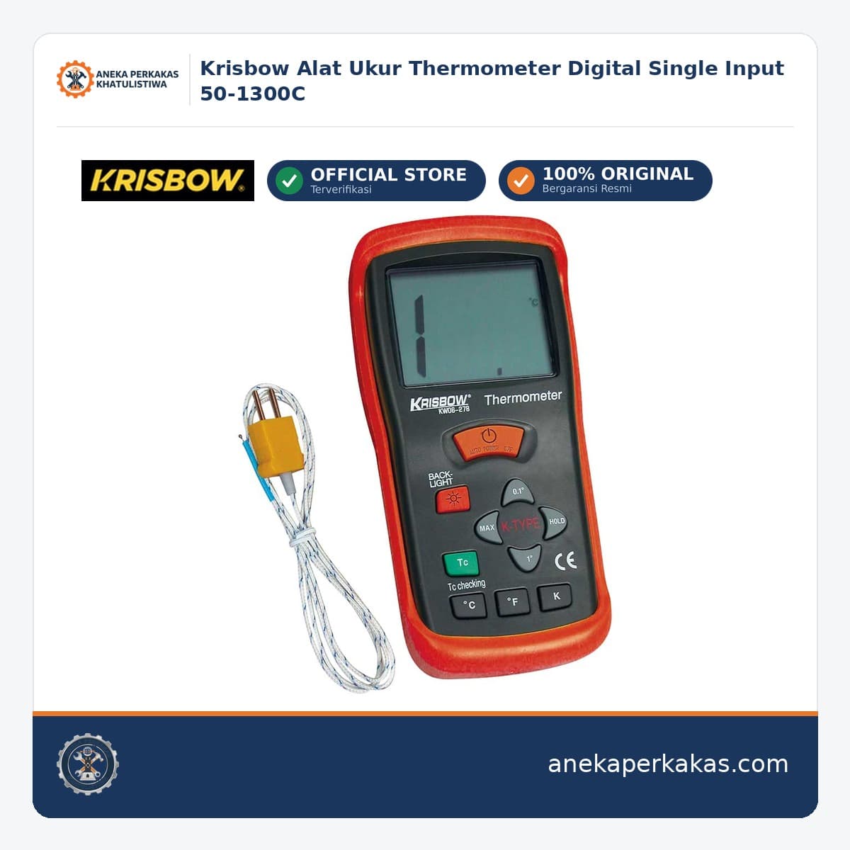 Krisbow Alat Ukur Thermometer Digital Single Input 50-1300C