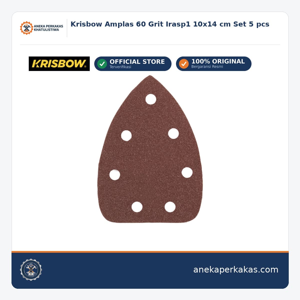 Krisbow Amplas 60 Grit Irasp1 10x14 cm Set 5 pcs
