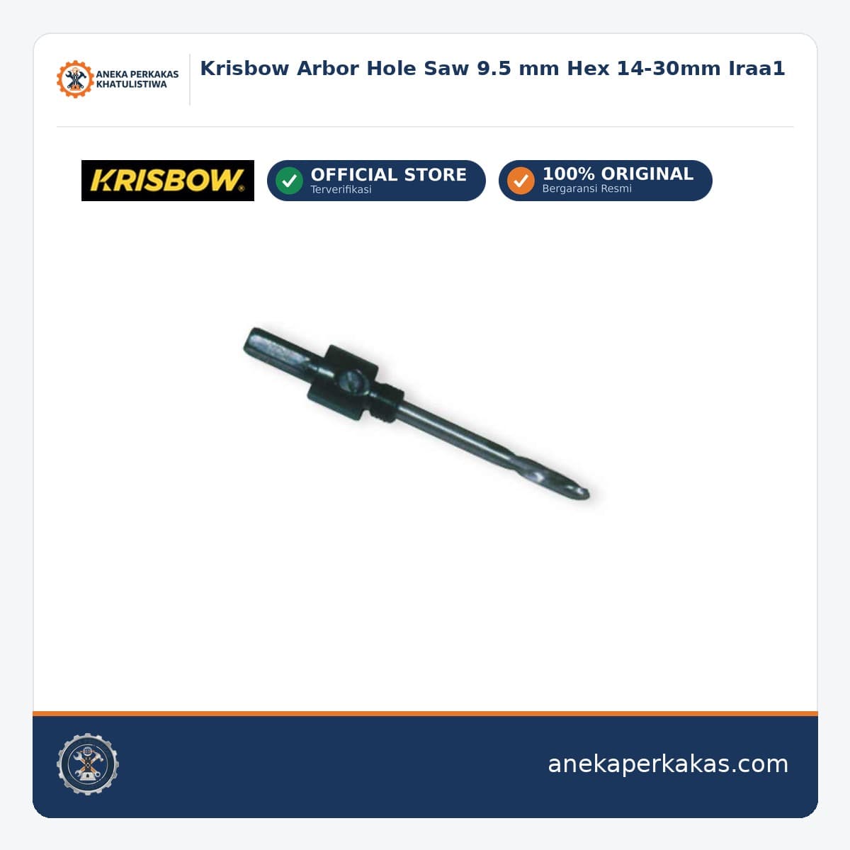 Krisbow Arbor Hole Saw 9.5 mm Hex 14-30mm Iraa1