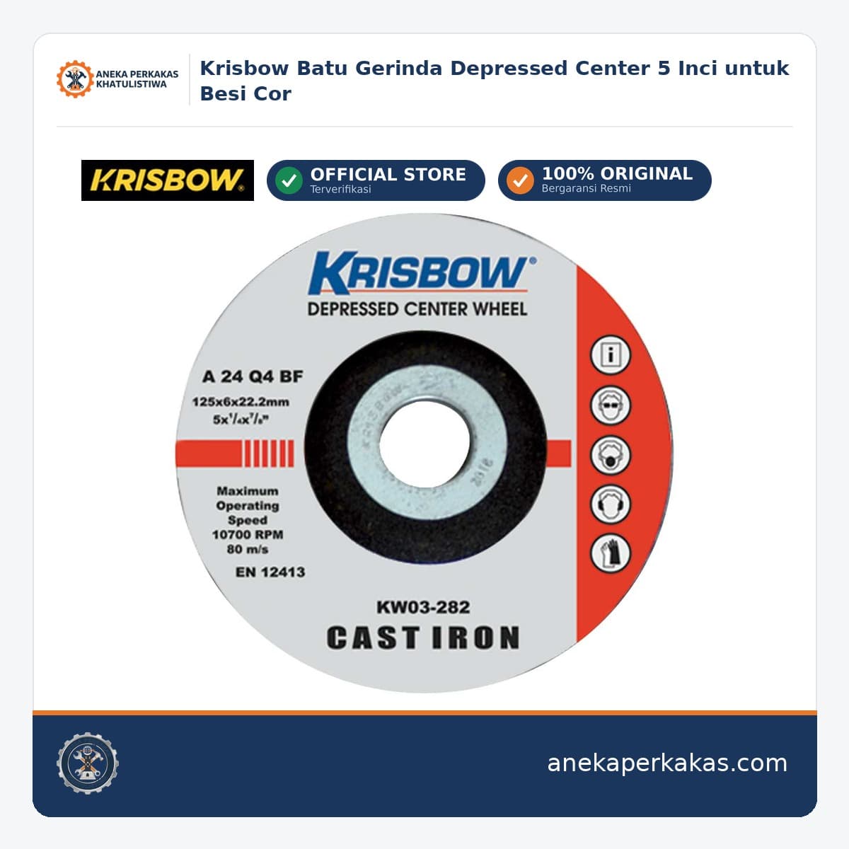 Krisbow Batu Gerinda Depressed Center 5 Inci untuk Besi Cor