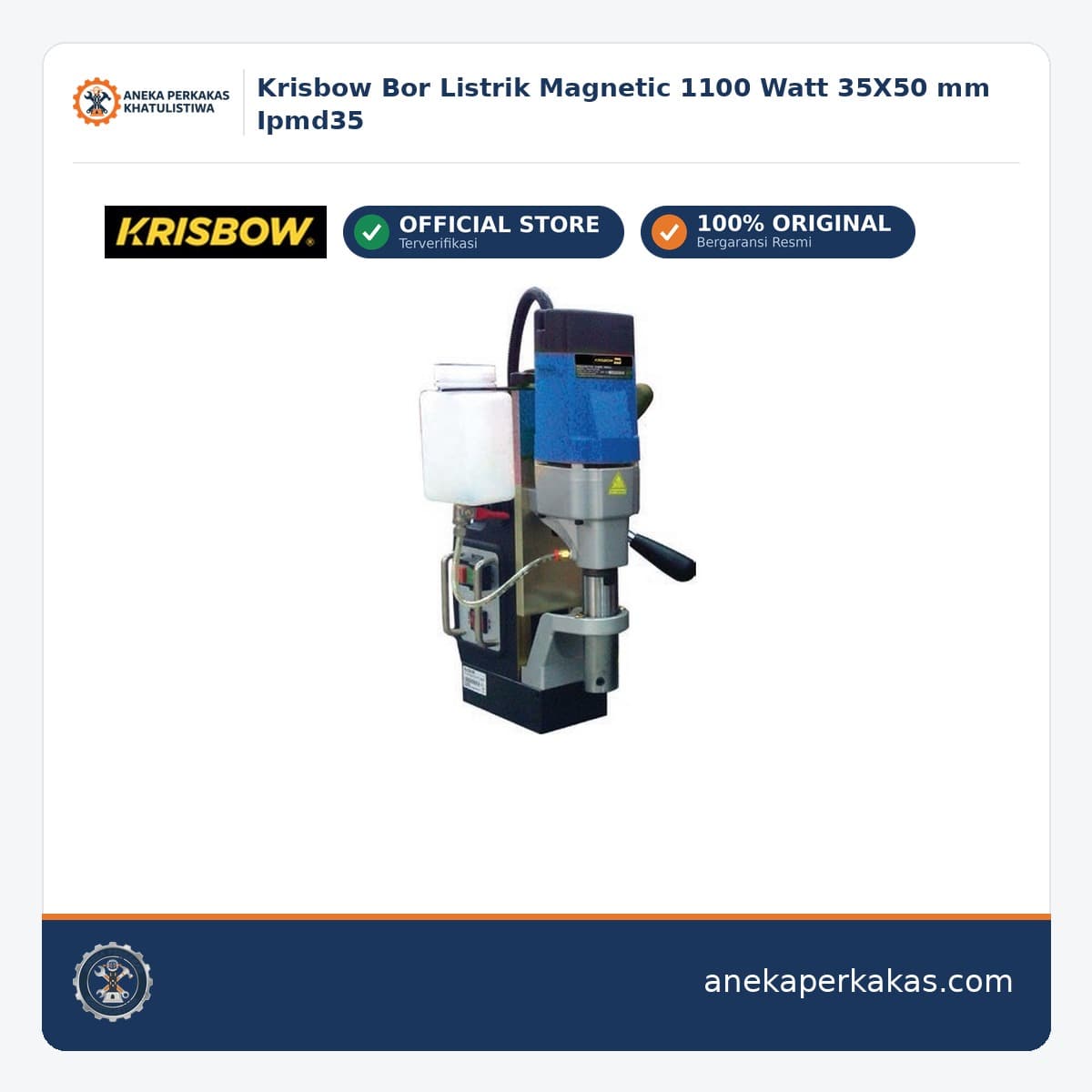 Krisbow Bor Listrik Magnetic 1100 Watt 35X50 mm Ipmd35