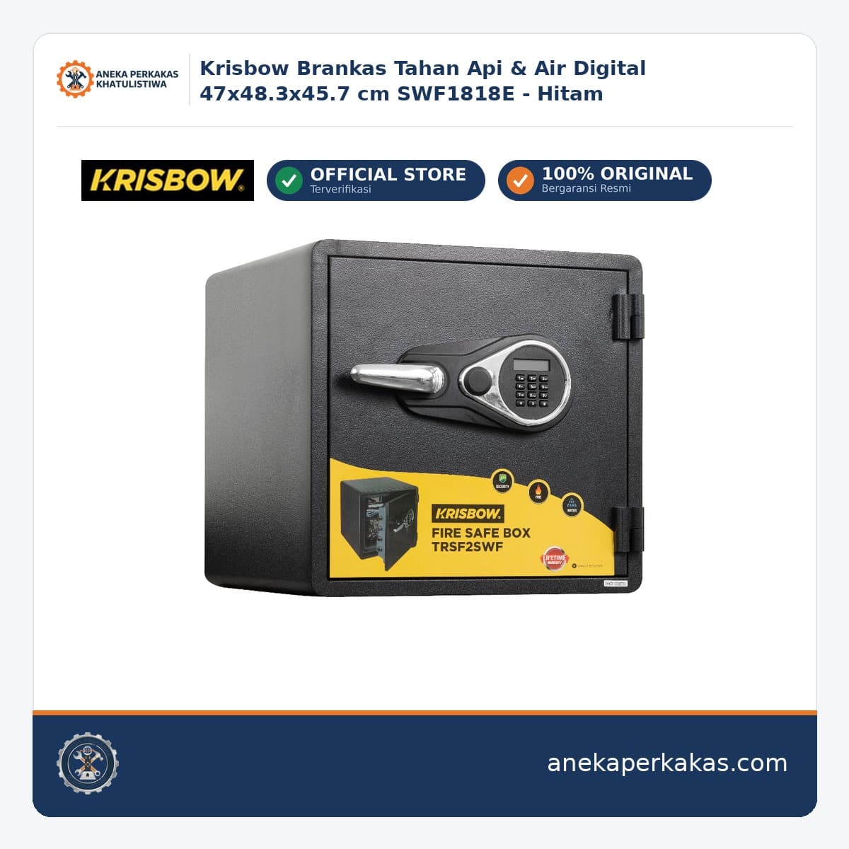 Krisbow Brankas Tahan Api & Air Digital 47x48.3x45.7 cm SWF1818E - Hitam