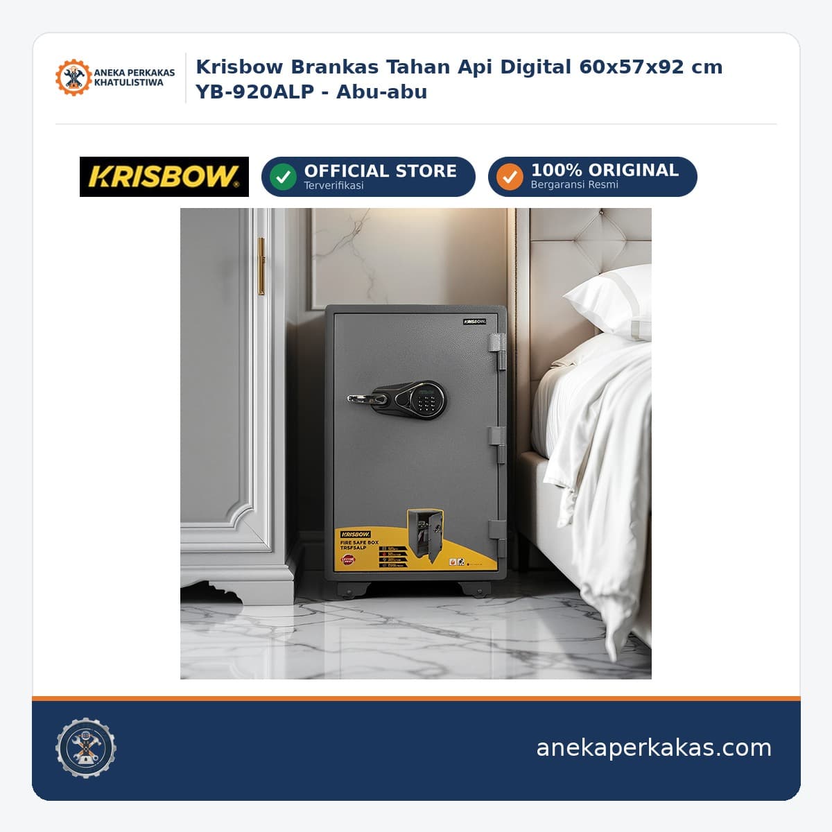 Krisbow Brankas Tahan Api Digital 60x57x92 cm YB-920ALP - Abu-abu