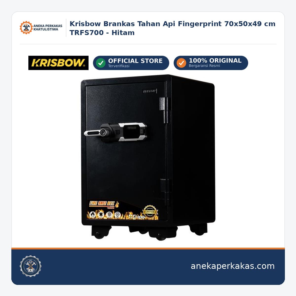 Krisbow Brankas Tahan Api Fingerprint 70x50x49 cm TRFS700 - Hitam