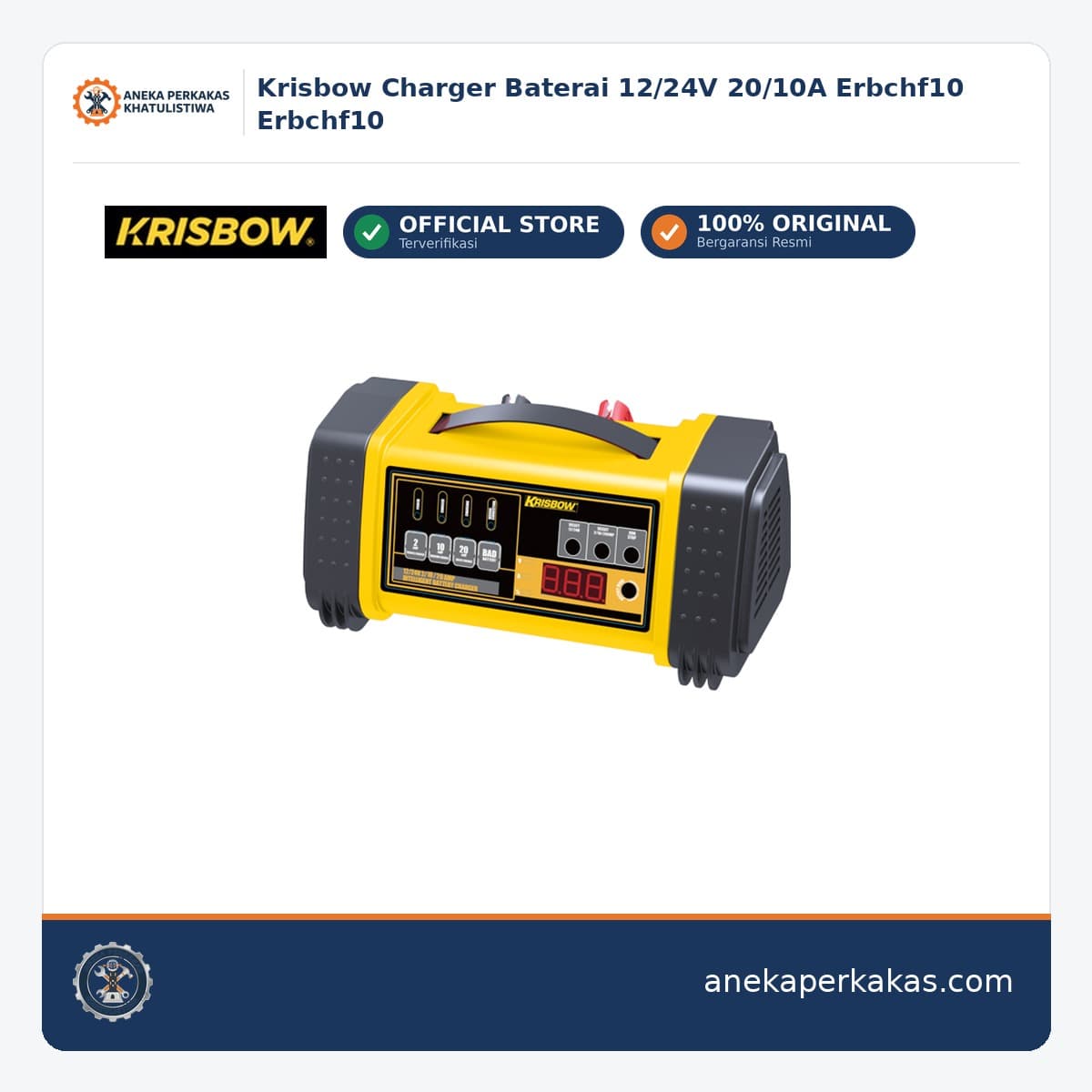Krisbow Charger Baterai 12/24V 20/10A Erbchf10 Erbchf10