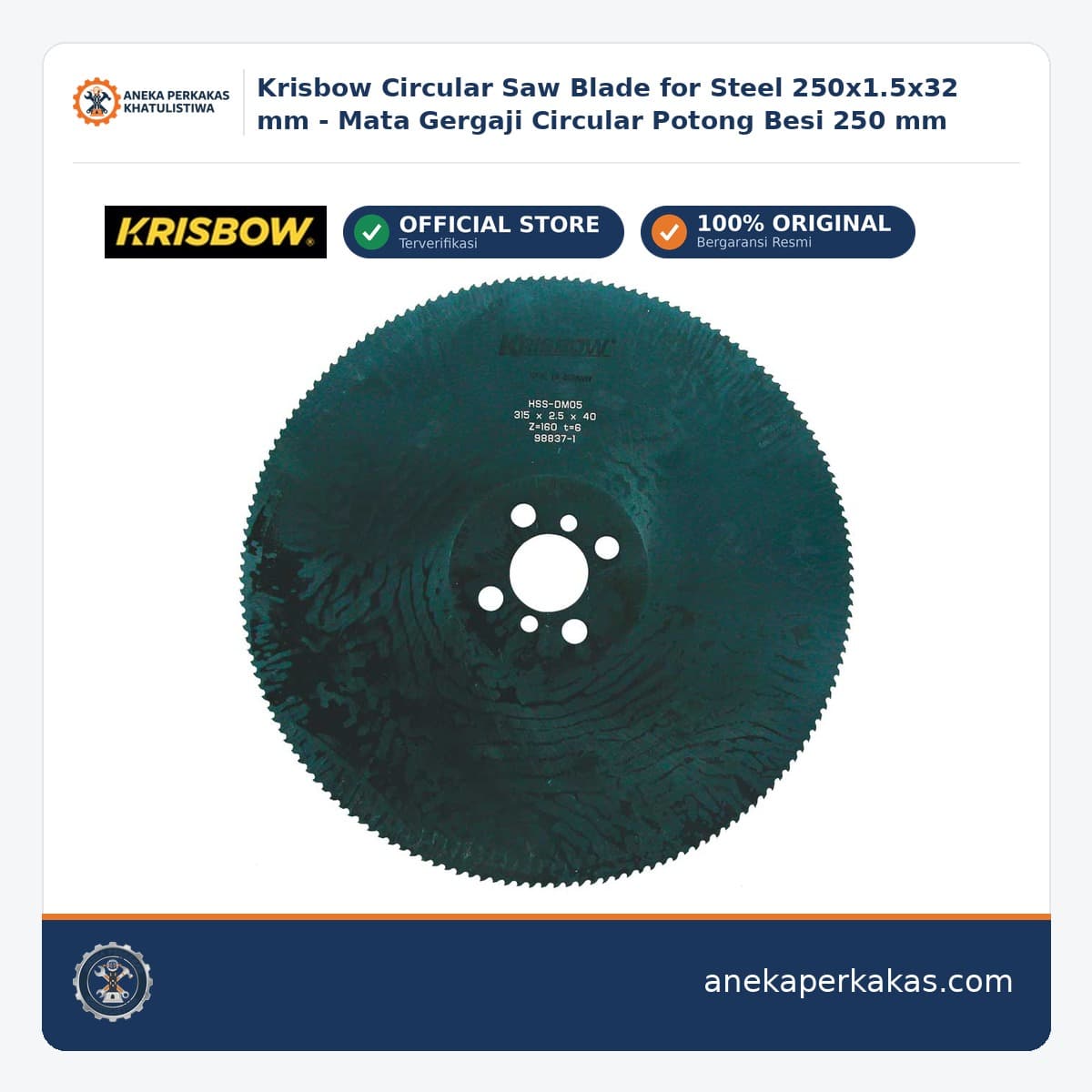 Krisbow Circular Saw Blade for Steel 250x1.5x32 mm - Mata Gergaji Circular Potong Besi 250 mm