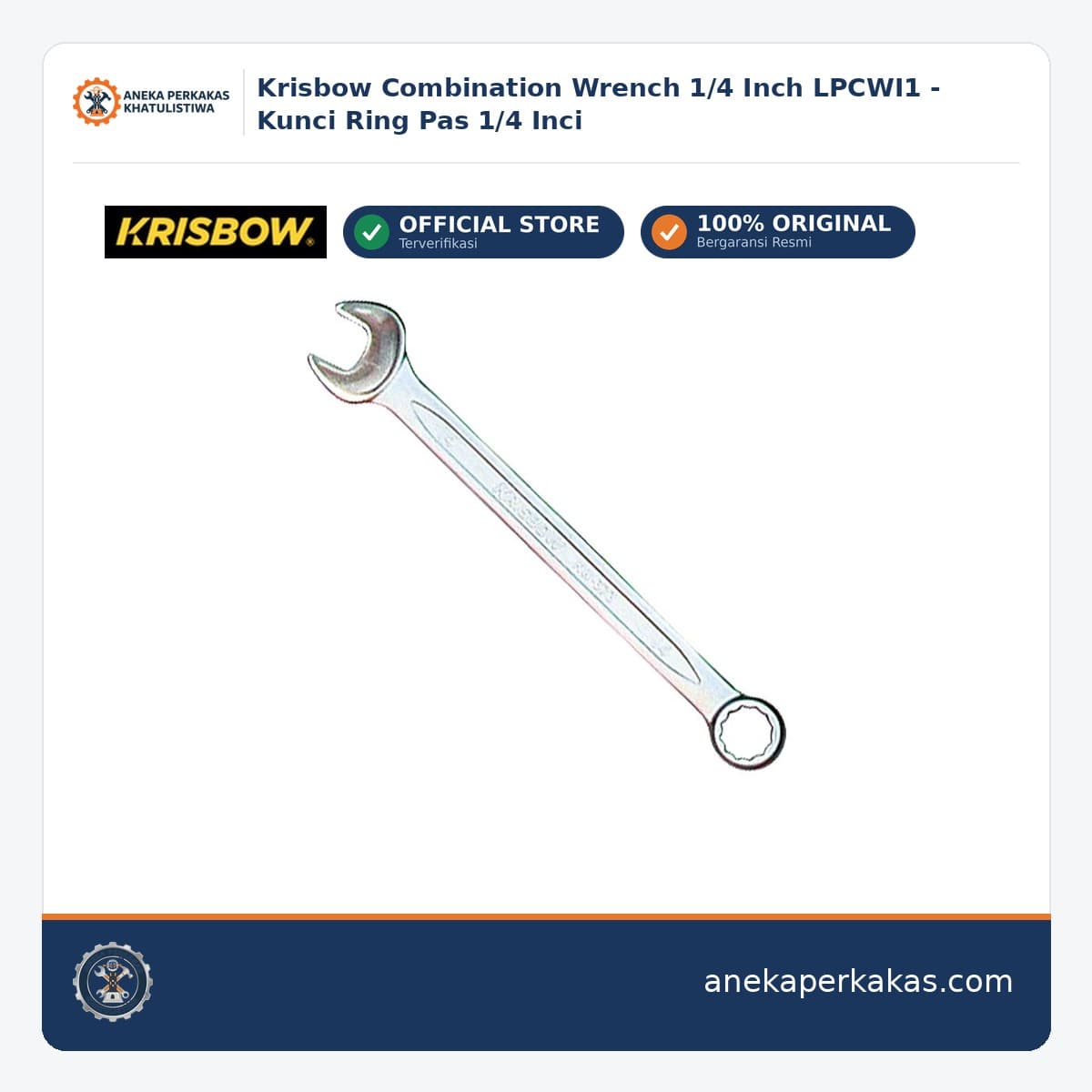 Krisbow Combination Wrench 1/4 Inch LPCWI1 - Kunci Ring Pas 1/4 Inci