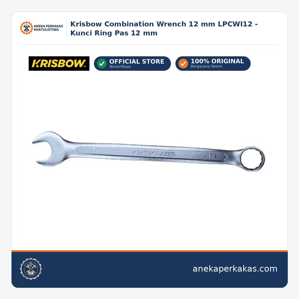 Krisbow Combination Wrench 12 mm LPCWI12 - Kunci Ring Pas 12 mm