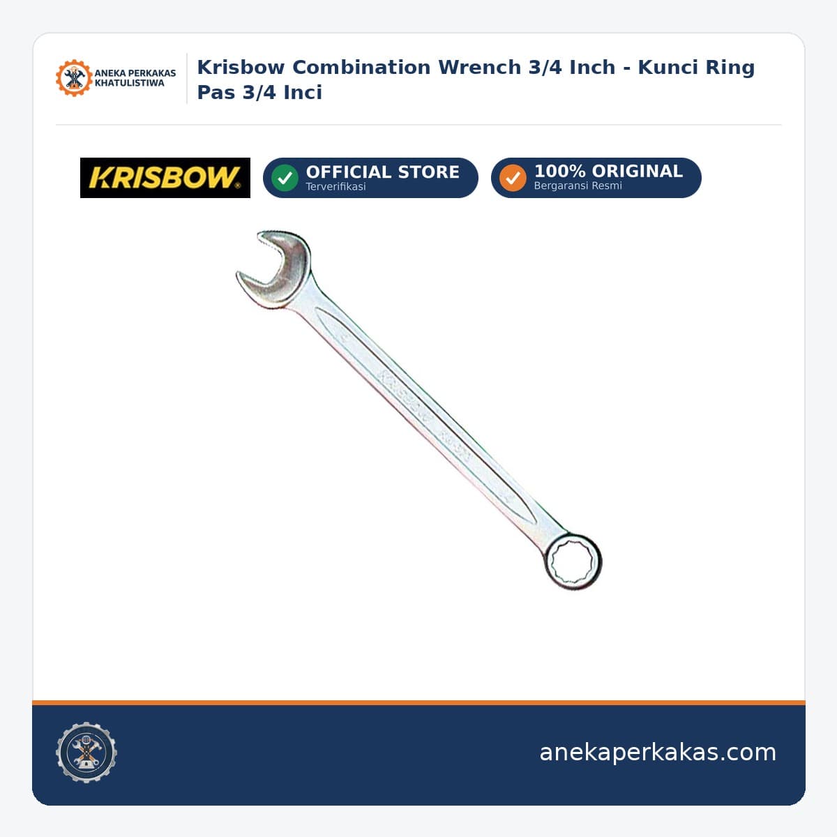 Krisbow Combination Wrench 3/4 Inch - Kunci Ring Pas 3/4 Inci